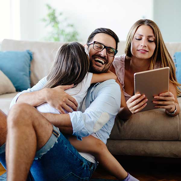 Happy family spending fun time at home
